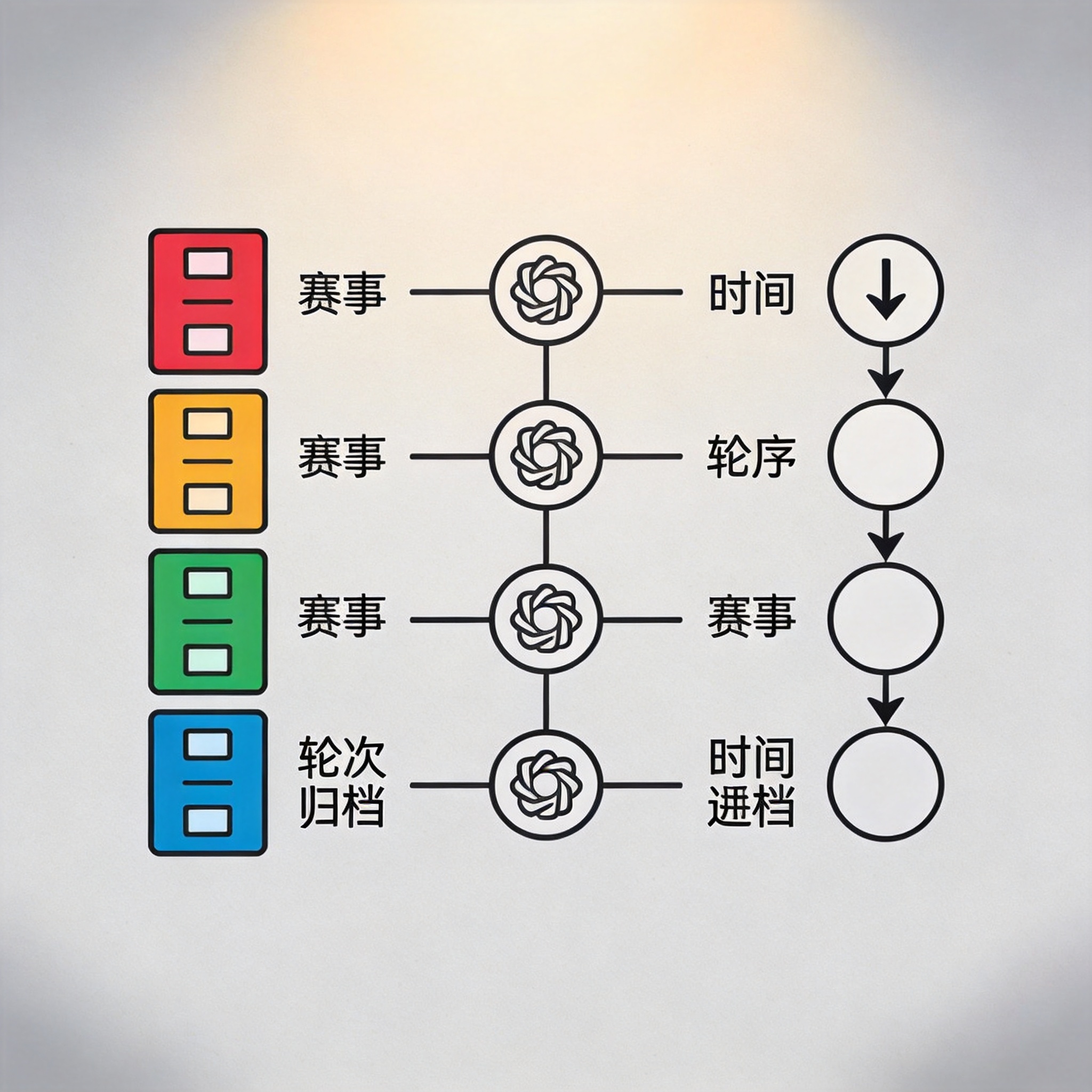 赛程与赛果栏目结构示意画面，用于说明比赛信息按赛事与轮次归档的方式